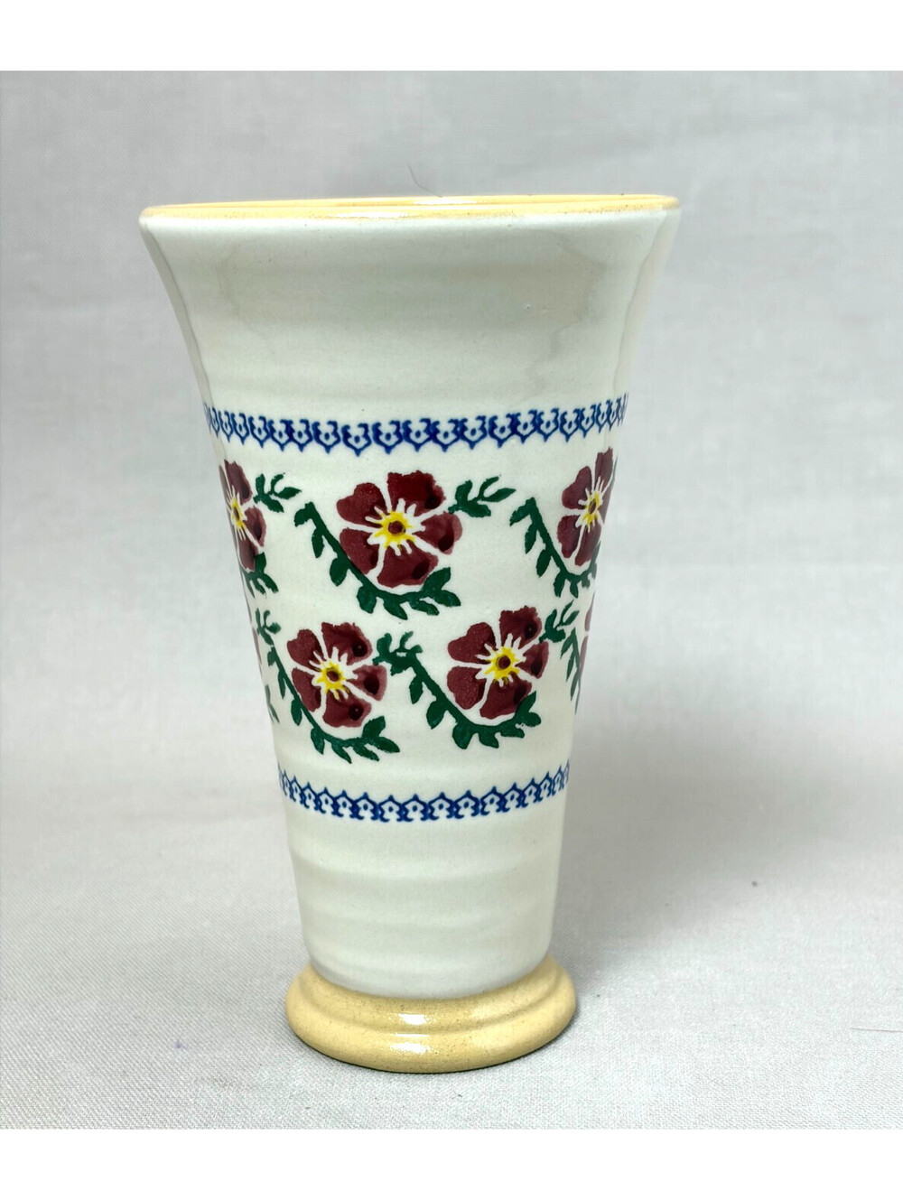 Nicholas Mosse Pottery Vase Old Rose Irish Spongeware Floral 7 In Kilkenny Irela
